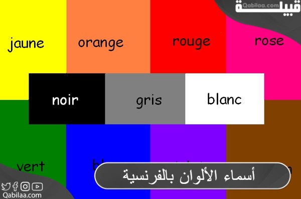 جميع أسماء الألوان بالفرنسية