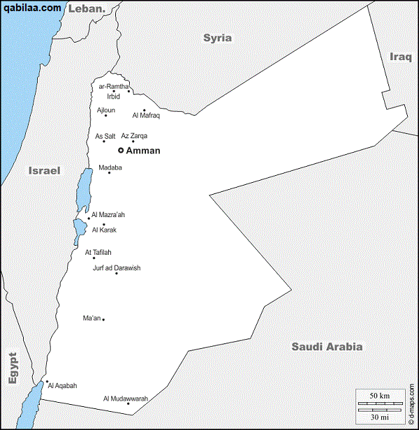 خريطة الأردن بالمدن كاملة صماء